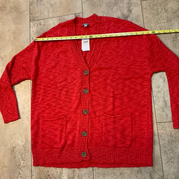J. Jill Cotton Blend Button Front V-neck Cardigan Sweater Sangria Red Sz XL NWT - Picture 6 of 13